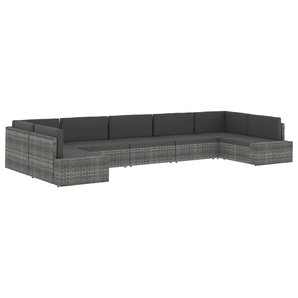 Outdoor Sectional Sofa Lounge Set Poly Rattan Grey 2 Piece Garden Furniture