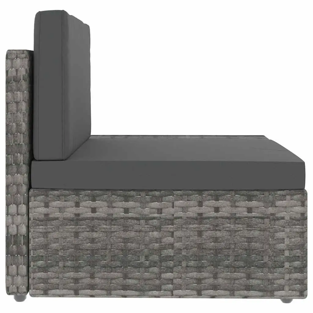 Outdoor Sectional Sofa 3-Seater Poly Rattan Grey Modular Garden Lounge Couch