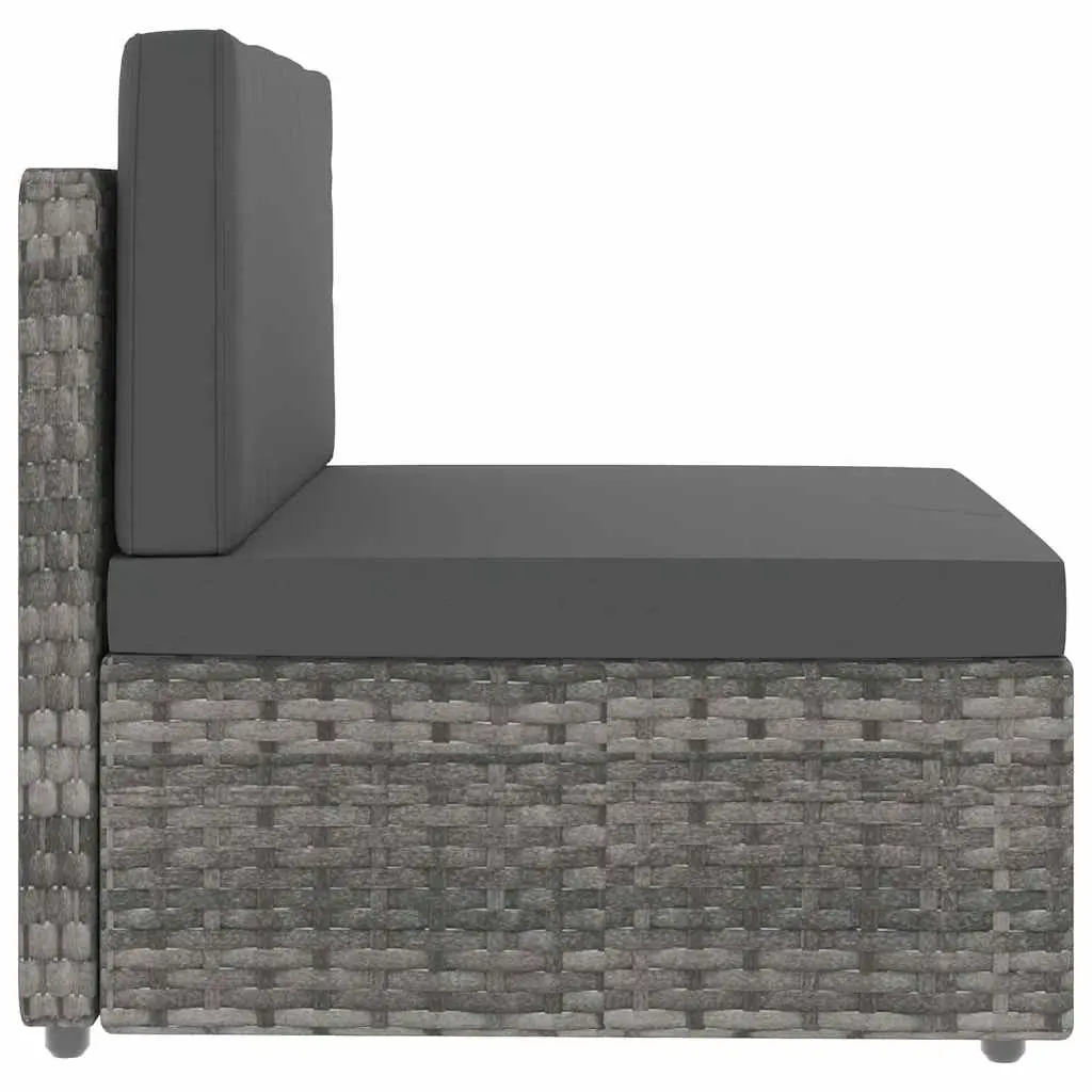 Outdoor Sectional Sofa 3-Seater Poly Rattan Grey Modular Garden Lounge Couch