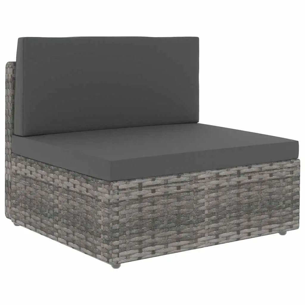 Outdoor Sectional Sofa 3-Seater Poly Rattan Grey Modular Garden Lounge Couch