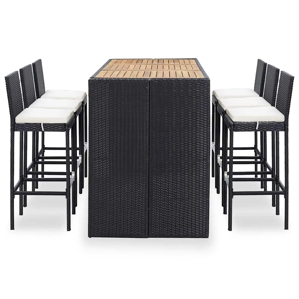 7 Piece Outdoor Bar Set Poly Rattan Weather Resistant Garden Patio Furniture Black