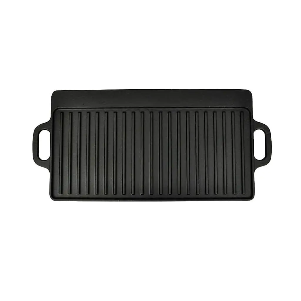 Cast Iron Reversible Griddle Grill Plate Set of 2 46 x 23 cm Black