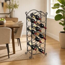 Functional 21 Bottle Metal Wine Rack for Home Use