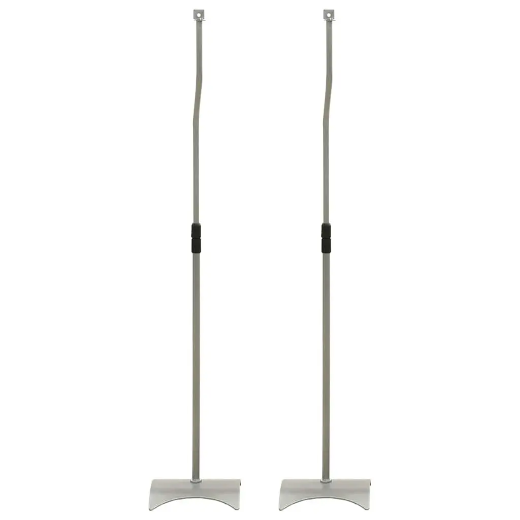 Speaker Stand Adjustable Height Steel 2 Piece Silver