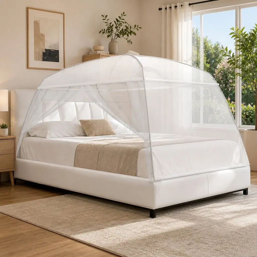Mosquito Net Mongolian Yurt Polyester 200 x 180 x 150 cm White