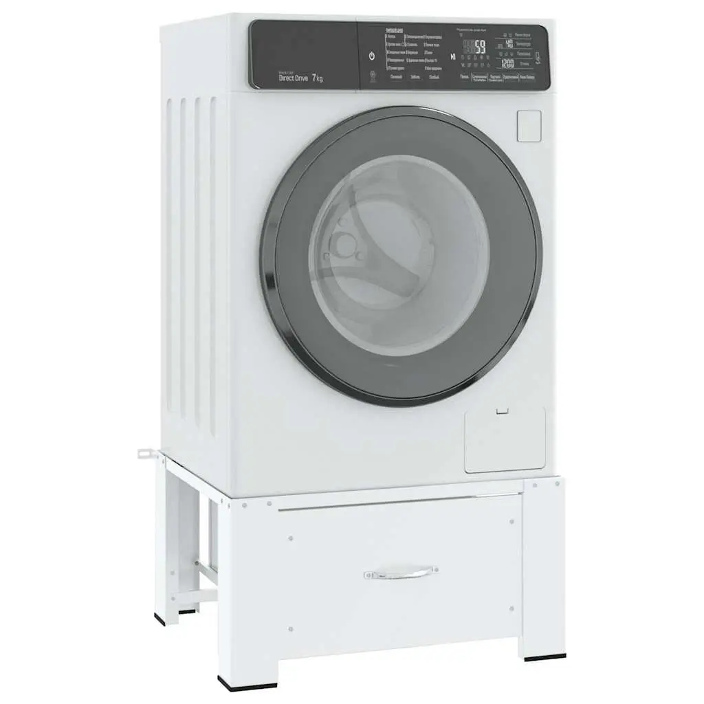 Washing Machine Pedestal Riser with Storage Drawer White Laundry Appliance Base