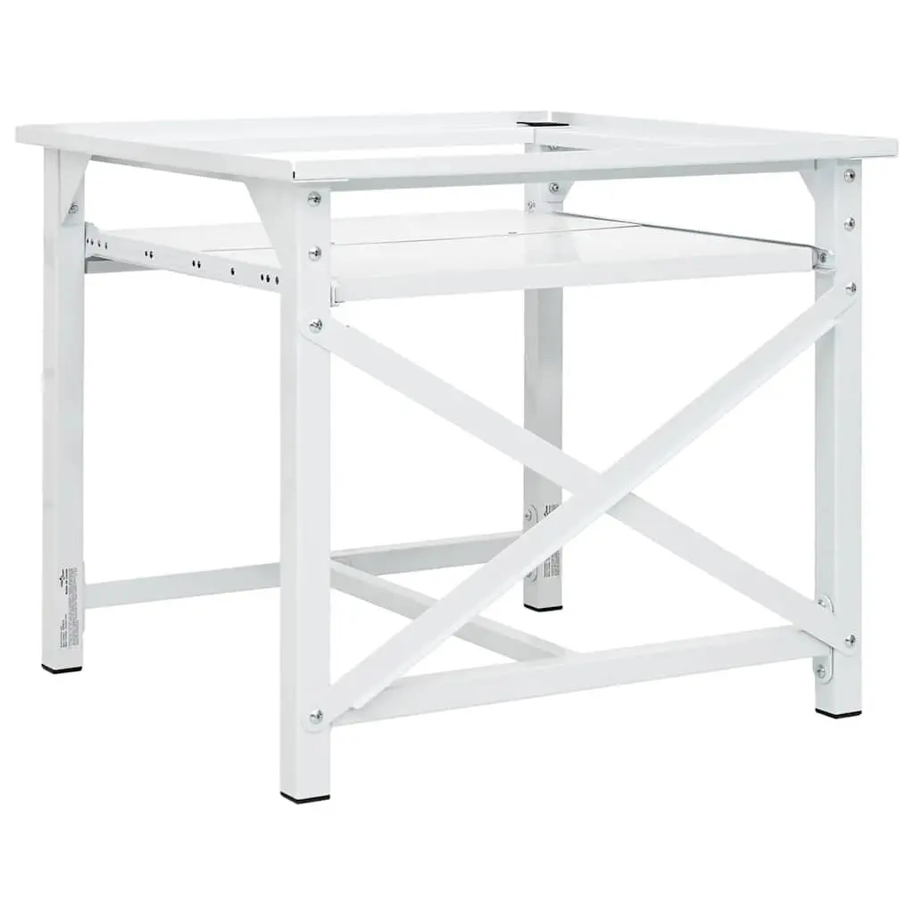 Washing Machine Riser Stand White Storage Pedestal with Pull-Out Shelf