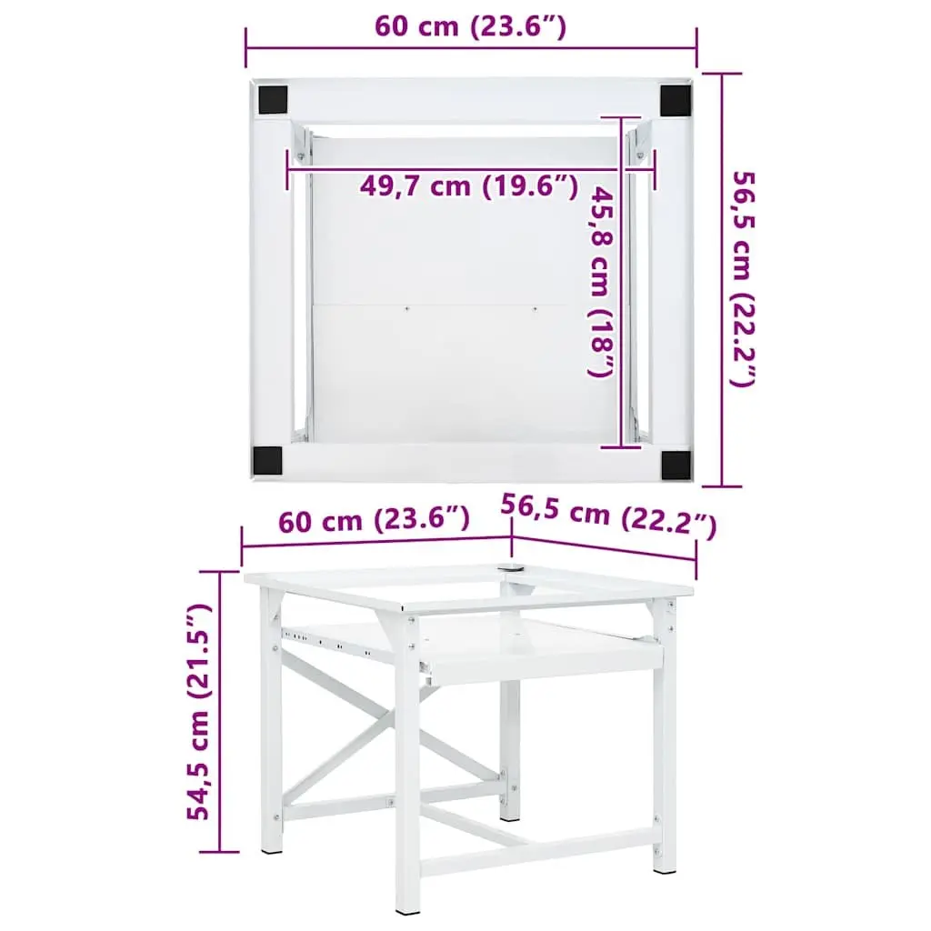 Washing Machine Riser Stand White Storage Pedestal with Pull-Out Shelf