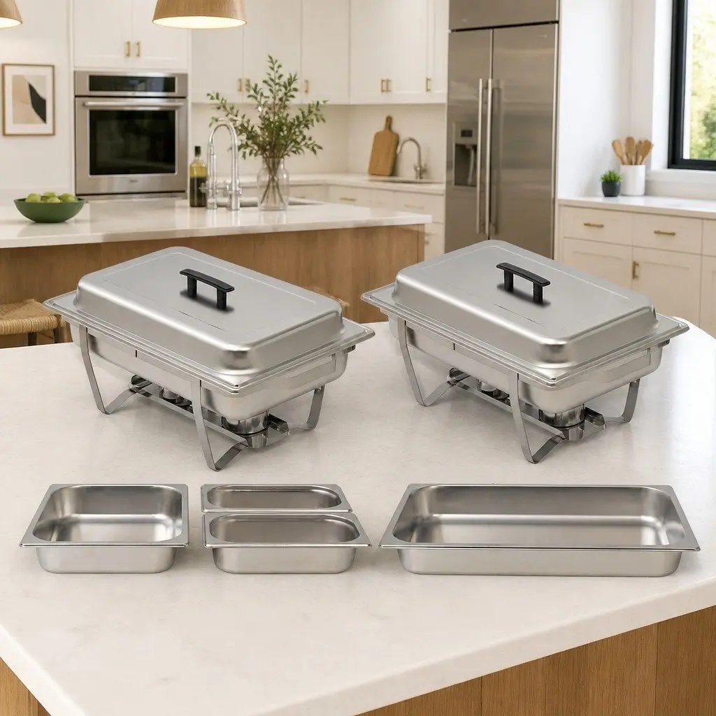 Chafing Dish Set 2 Piece Stainless Steel Food Warmer Catering Restaurant Hotel