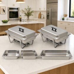 Chafing Dish Set 2 Piece Stainless Steel Food Warmer Catering Restaurant Hotel