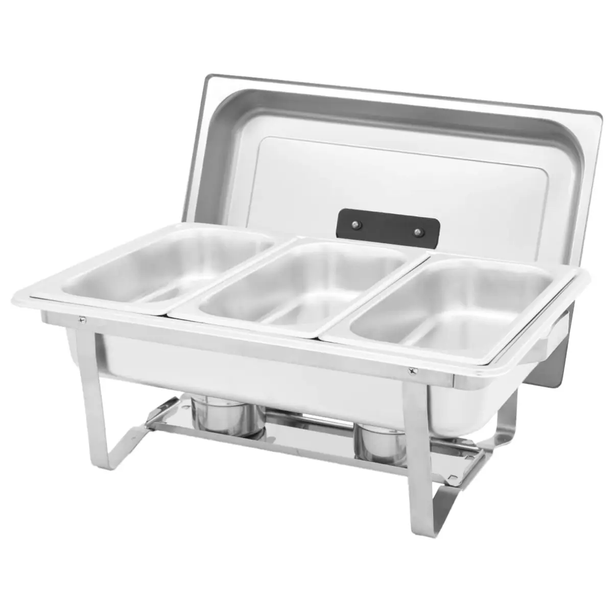 3 Piece Food Warmer Set Stainless Steel Chafing Dish Silver Gastronorm Construction