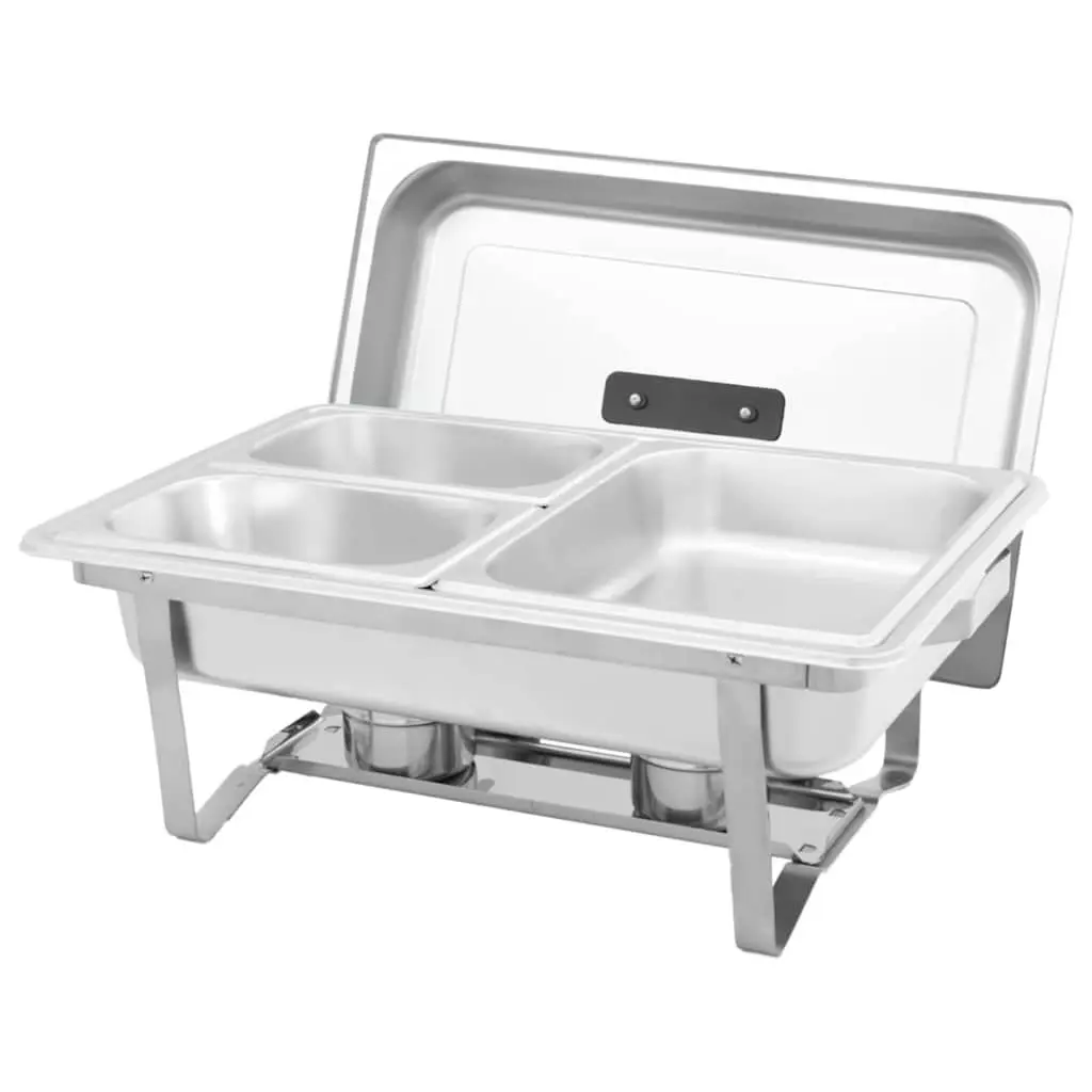 4 Piece Chafing Dish Set Stainless Steel Food Warmer Silver for Catering and Restaurant Use
