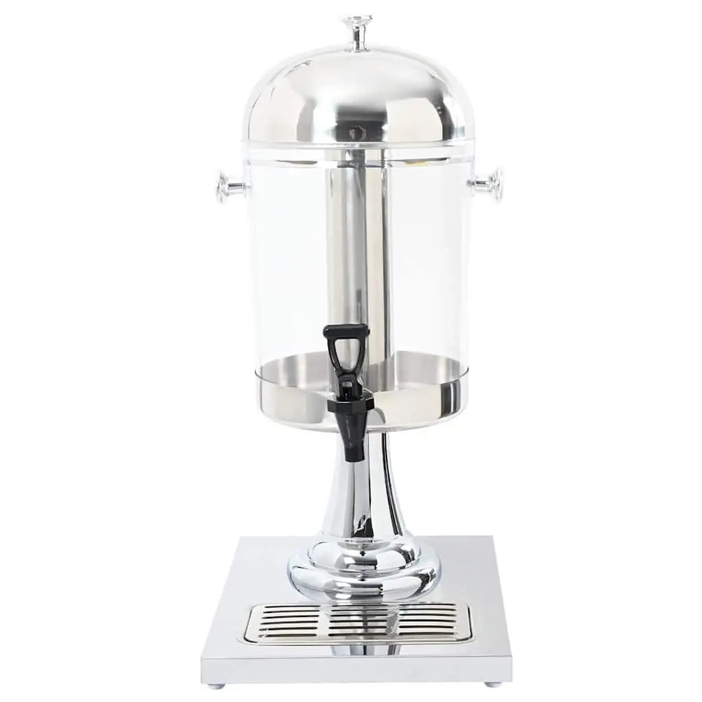 Juice Dispenser Stainless Steel 8L Silver Beverage Server with Cooling Cylinder