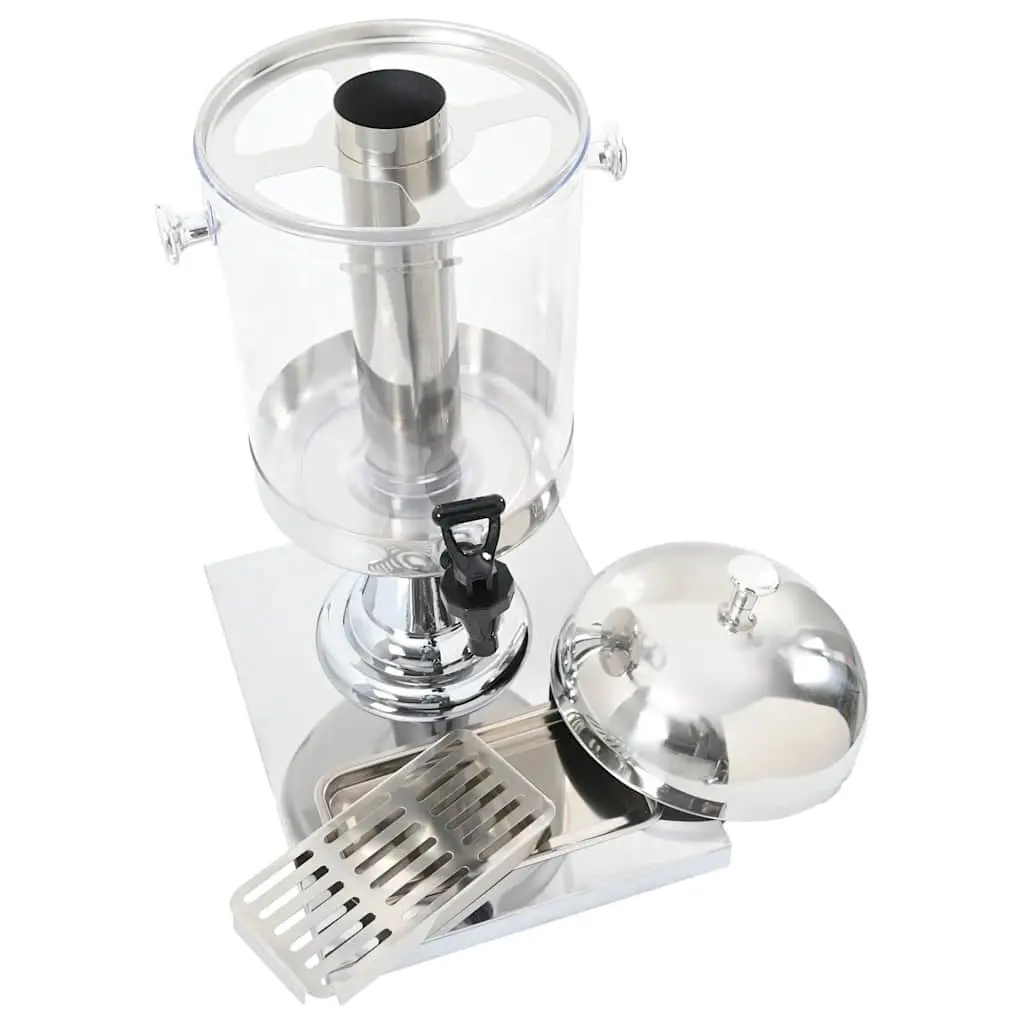 Juice Dispenser Stainless Steel 8L Silver Beverage Server with Cooling Cylinder