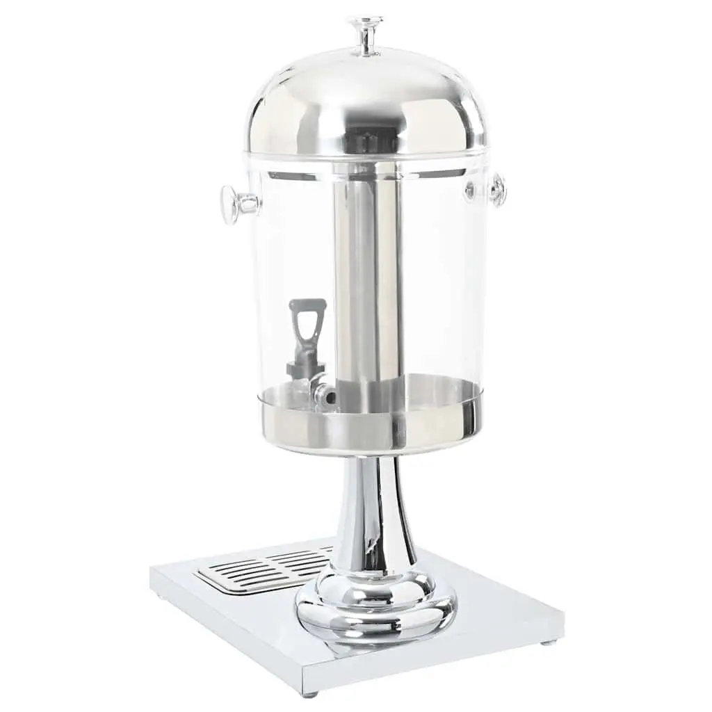 Juice Dispenser Stainless Steel 8L Silver Beverage Server with Cooling Cylinder
