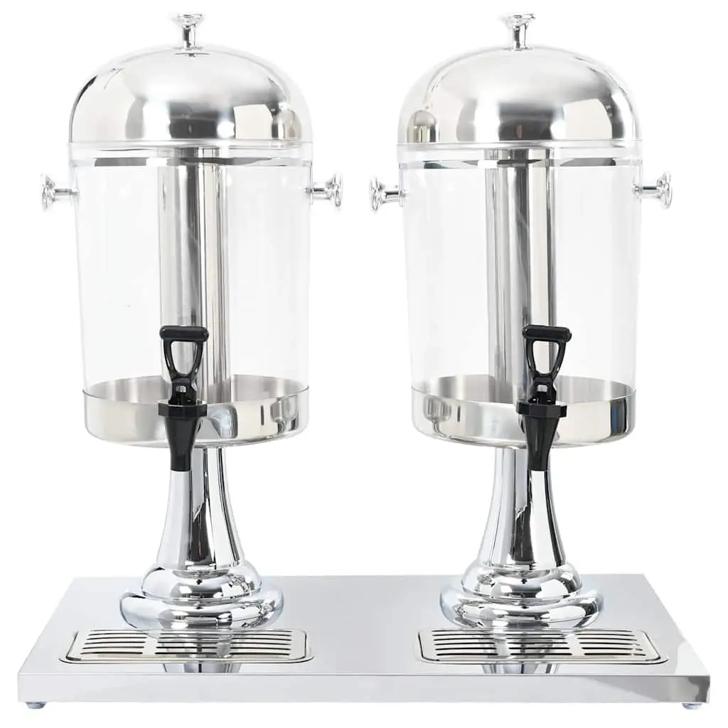 Double Beverage Dispenser Stainless Steel 2 x 8L Silver Juice Server