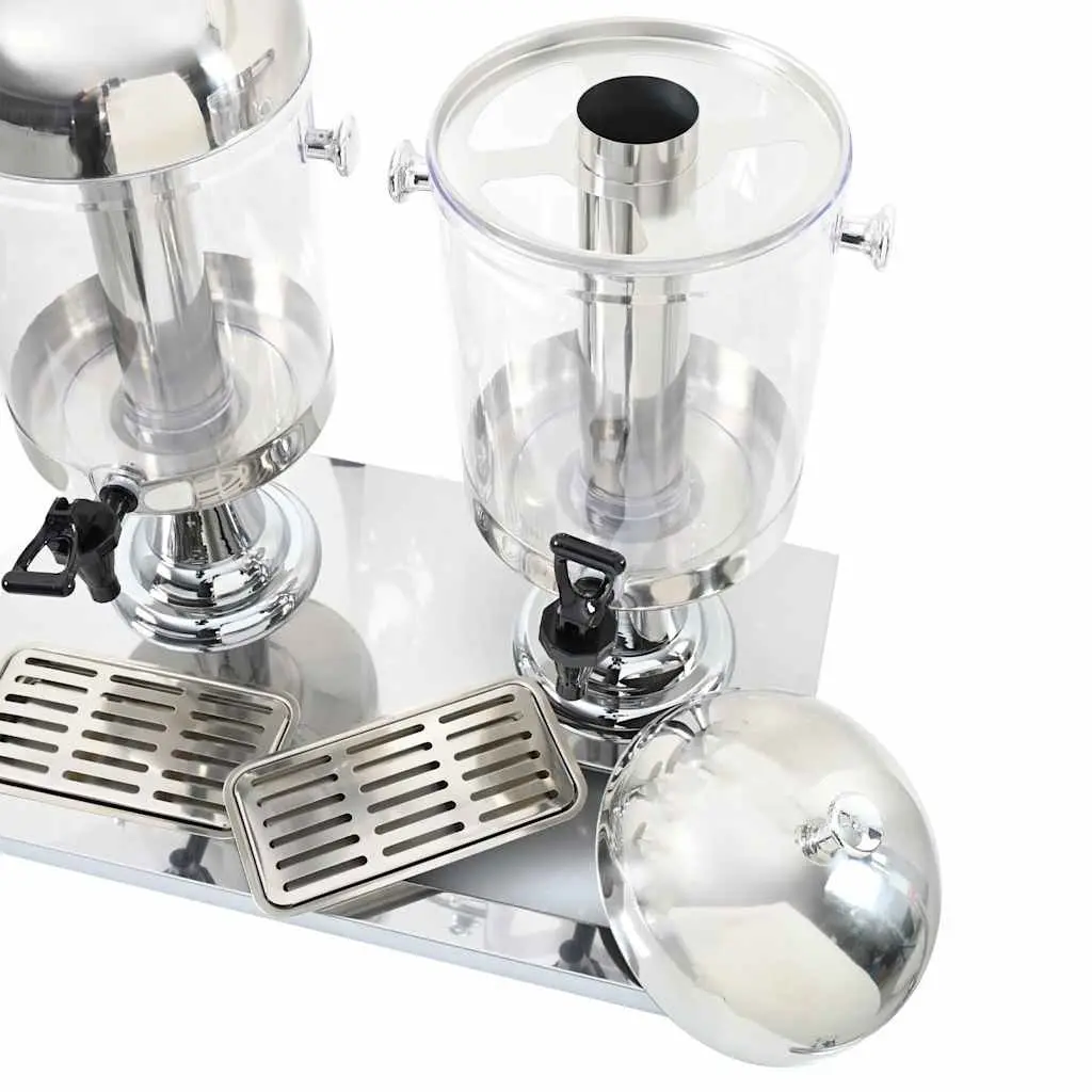 Double Beverage Dispenser Stainless Steel 2 x 8L Silver Juice Server