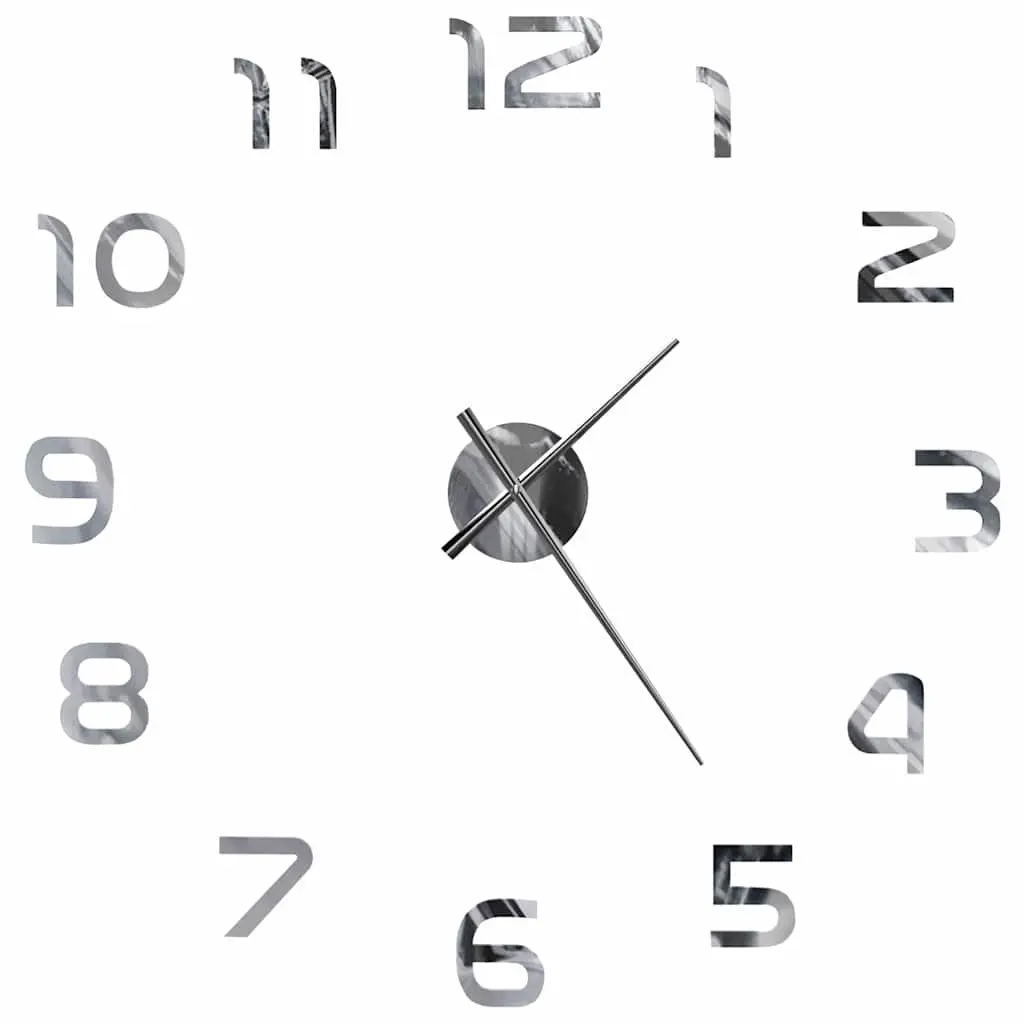 3D Wall Clock Modern XXL Design Silver 100cm Large Room Decor Statement Piece
