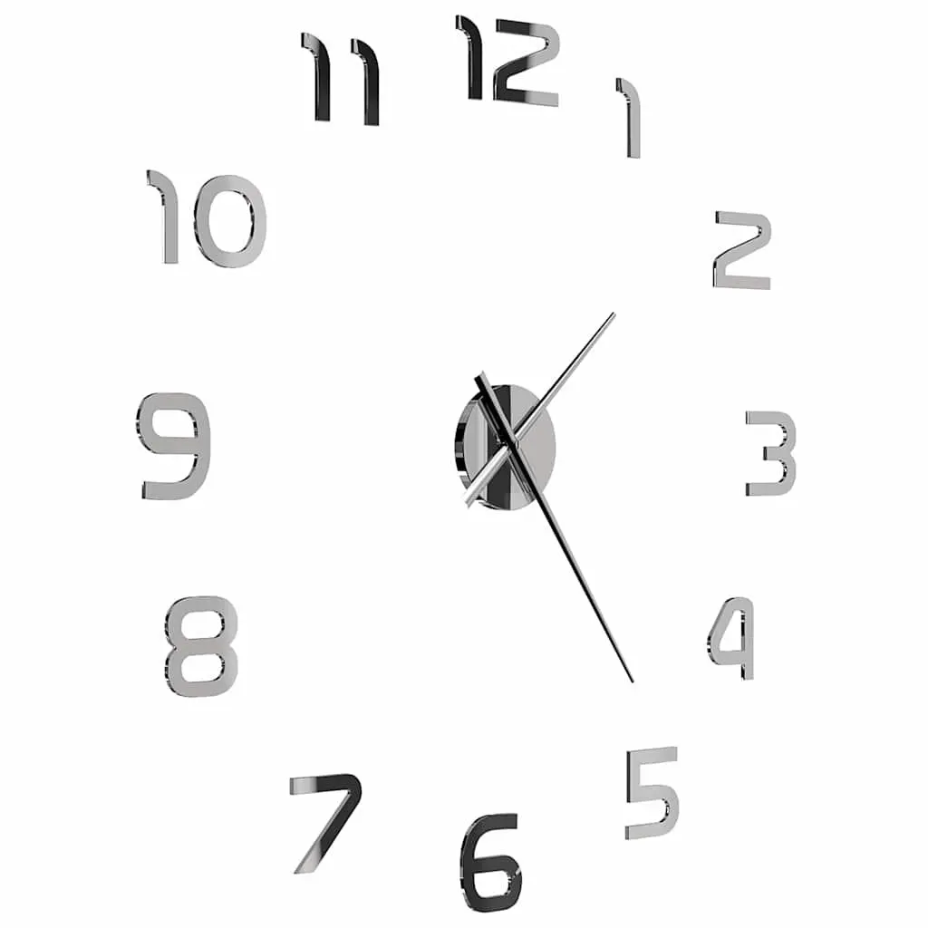 3D Wall Clock Modern XXL Design Silver 100cm Large Room Decor Statement Piece
