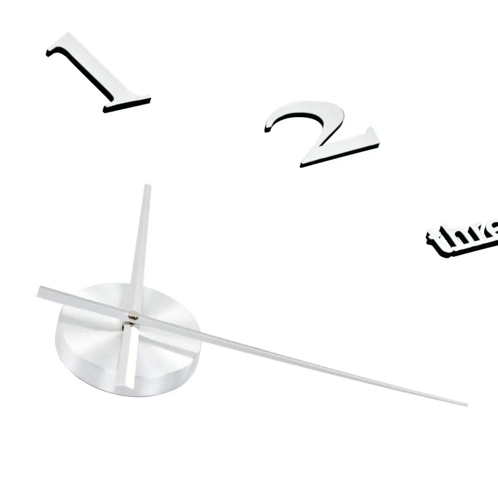 3D Wall Clock Modern Design Extra Large XXL Silver Decor DIY Adjustable Size