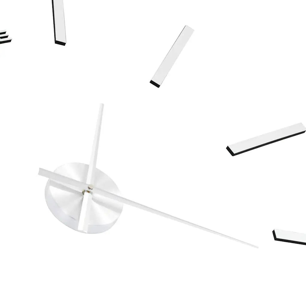 3D Wall Clock Modern Design XXL Silver Oversized DIY Room Decor Statement Piece