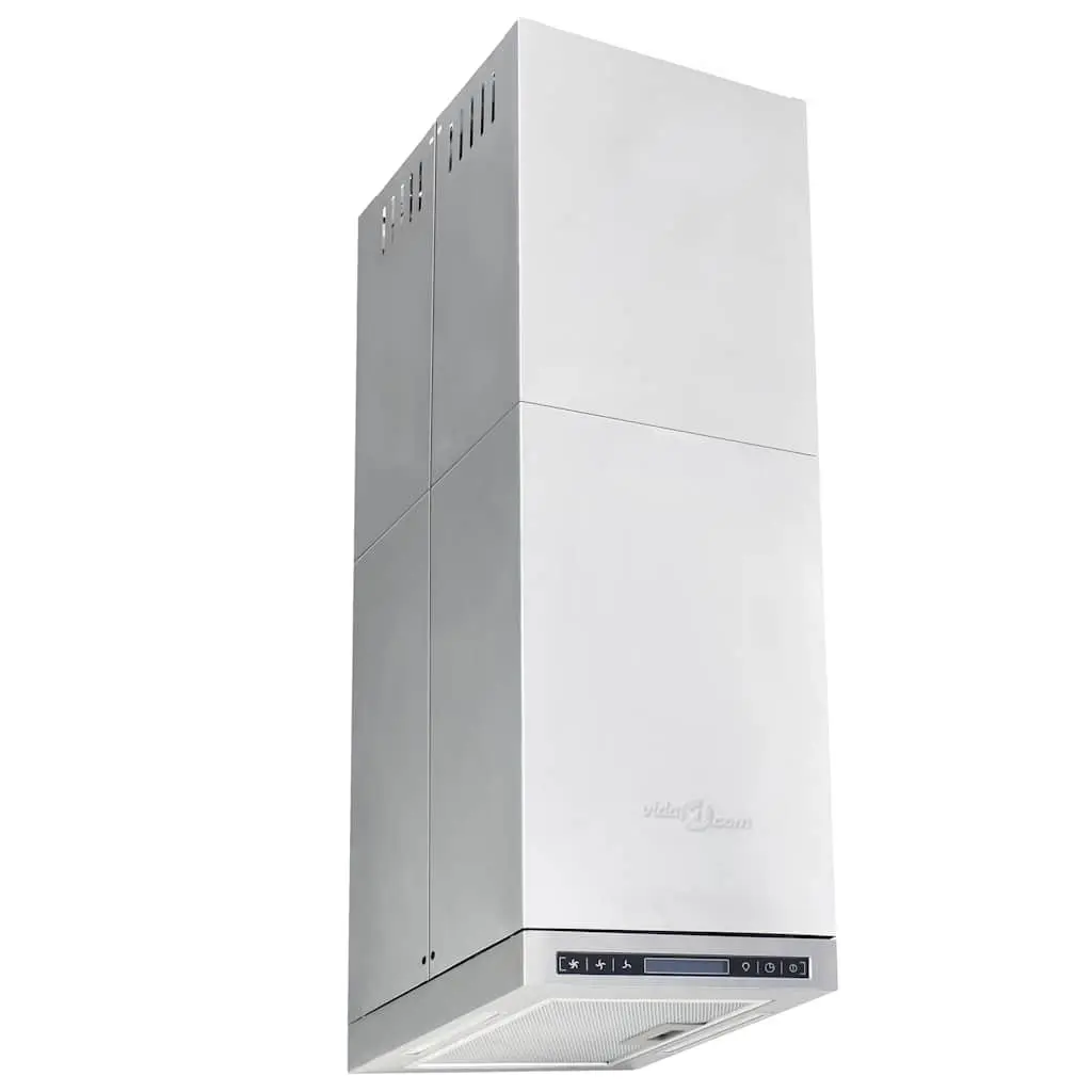 Island Range Hood Stainless Steel Silver 756 m³/h Touch Sensor LCD Display with LED Lights