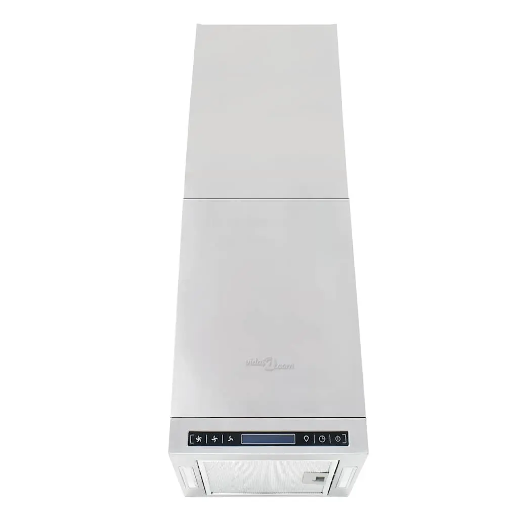 Island Range Hood Stainless Steel Silver 756 m³/h Touch Sensor LCD Display with LED Lights