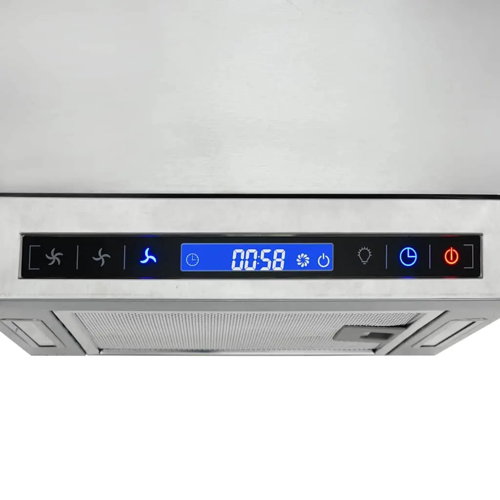 Island Range Hood Stainless Steel Silver 756 m³/h Touch Sensor LCD Display with LED Lights