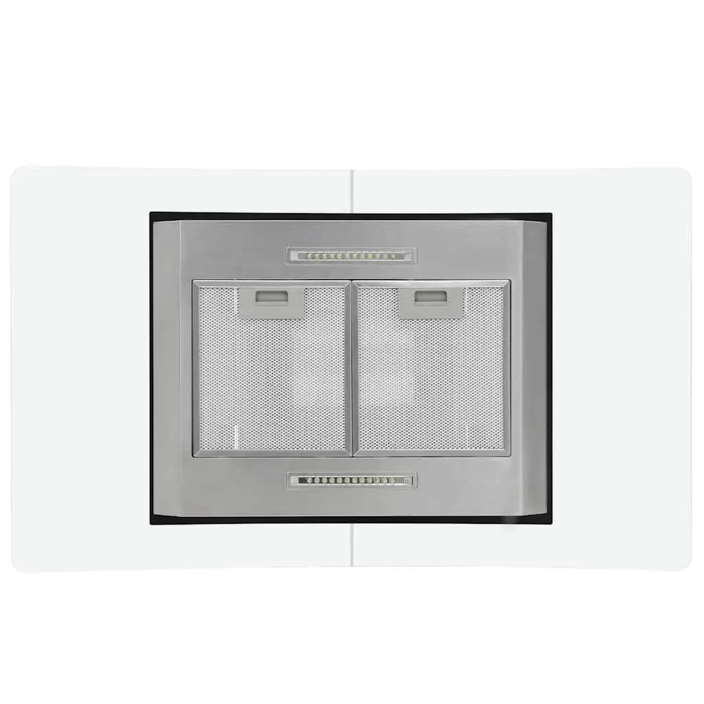 90cm Island Kitchen Extractor Stainless Steel Curved Glass Touch Sensor 756m³/h Silver