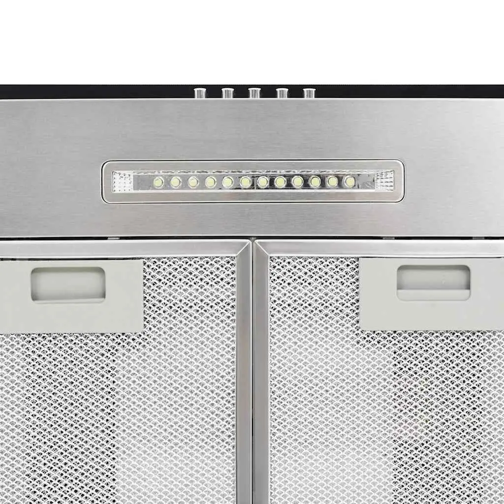 Island Range Hood Stainless Steel Curved Glass Canopy 90cm Silver