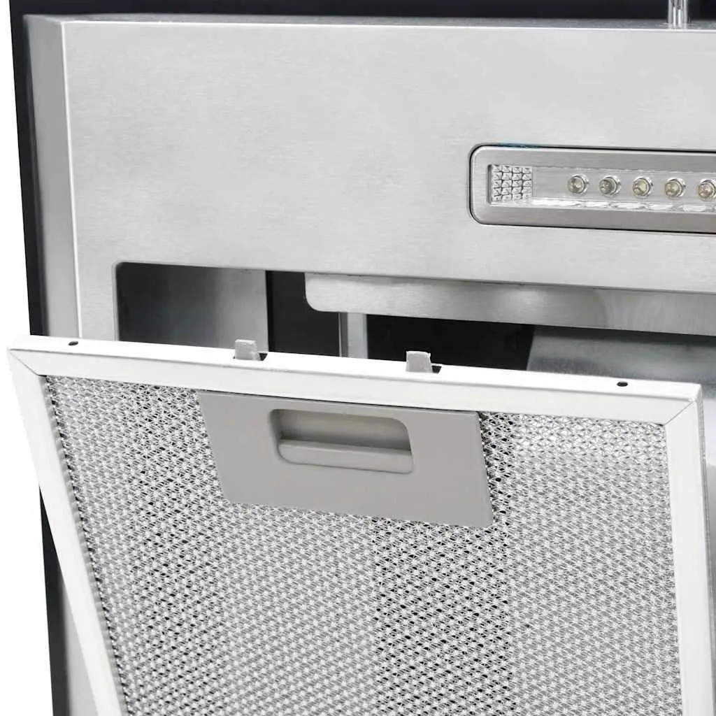Island Range Hood Stainless Steel Curved Glass Canopy 90cm Silver