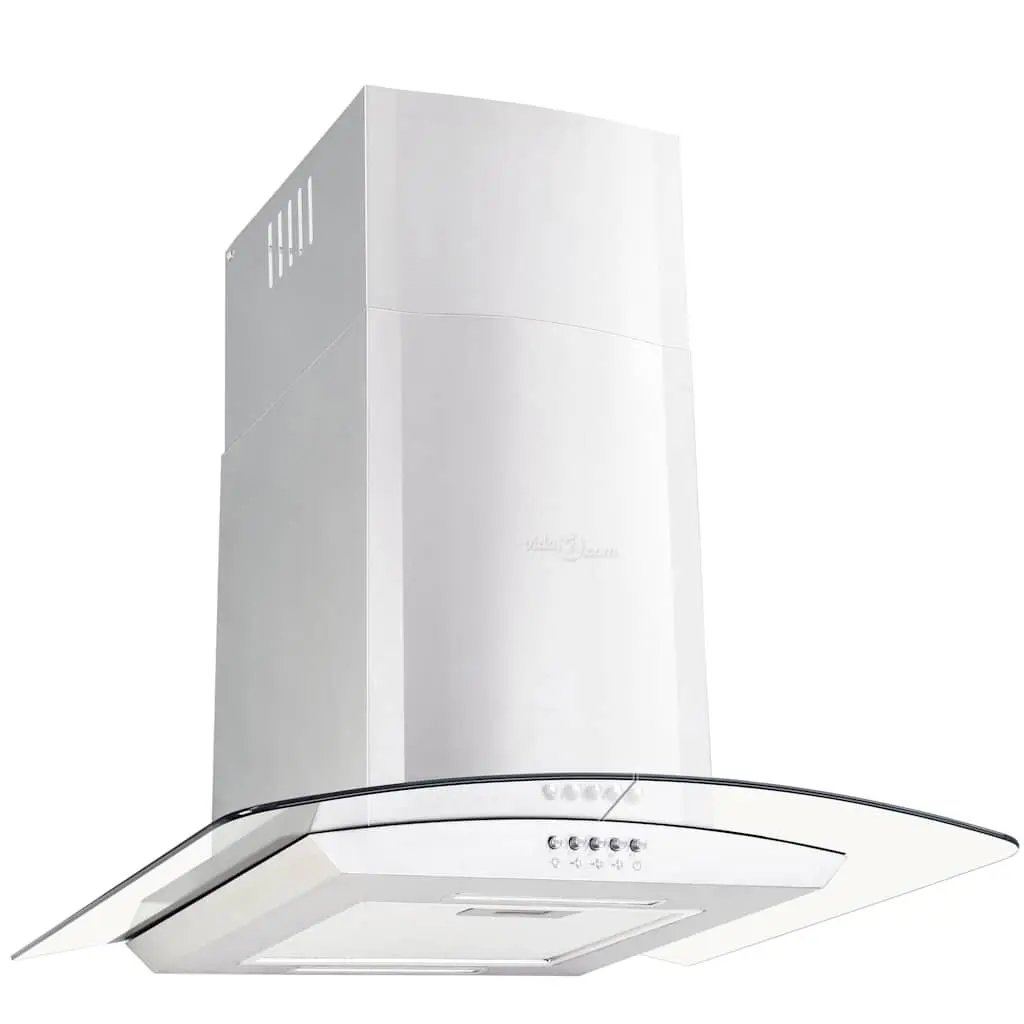 Wall Mounted Stainless Steel Range Hood 60cm Curved Glass Silver with LED Lighting
