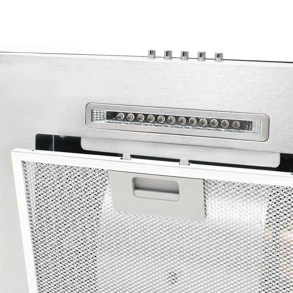 Wall Mounted Stainless Steel Range Hood 60cm Curved Glass Silver with LED Lighting