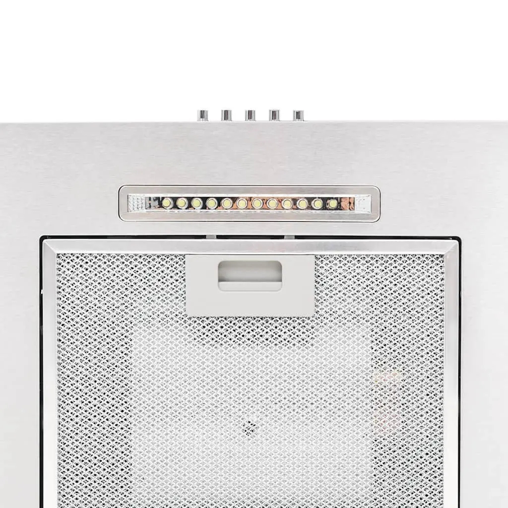 Wall Mounted Stainless Steel Range Hood 60cm Curved Glass Silver with LED Lighting