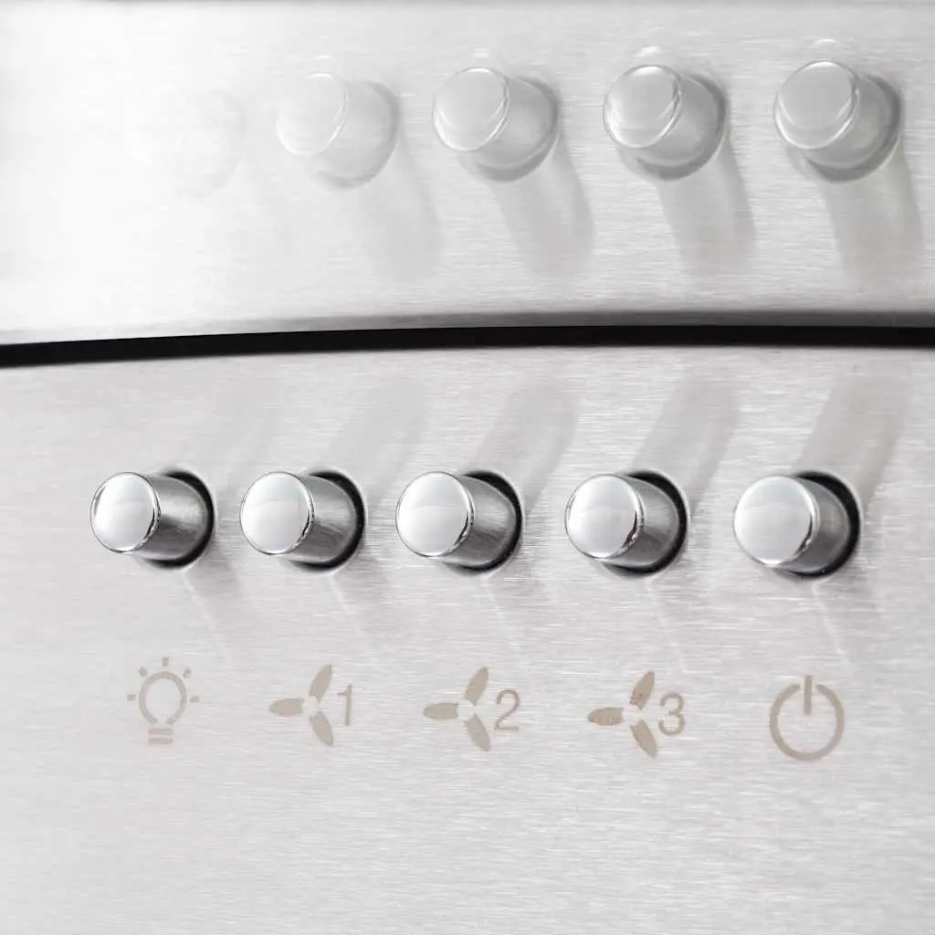 Wall Mounted Stainless Steel Range Hood 60cm Curved Glass Silver with LED Lighting