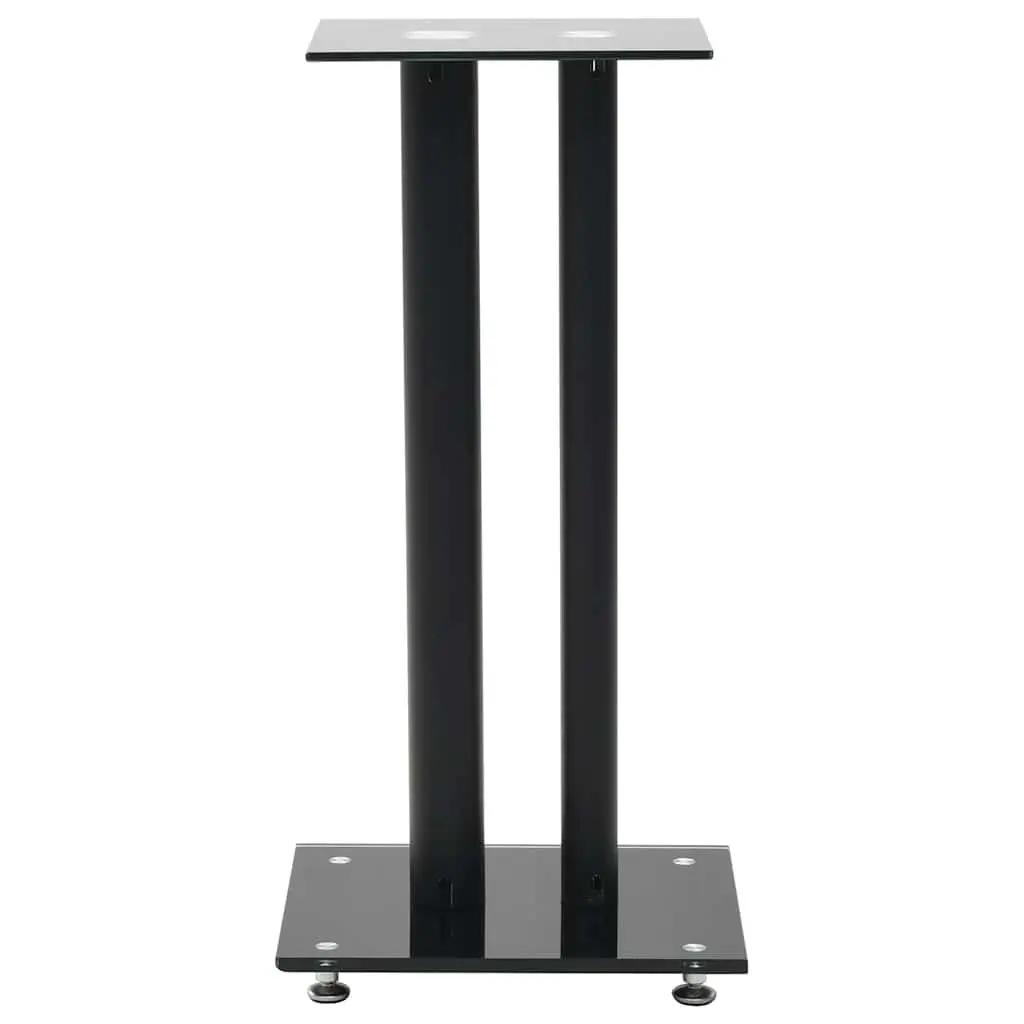 Speaker Stands Tempered Glass Pillars Black