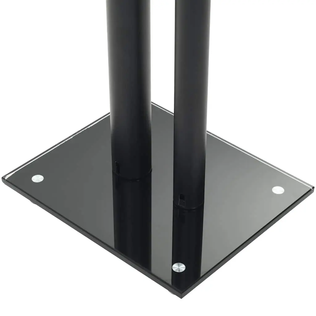 Speaker Stands Tempered Glass Pillars Black