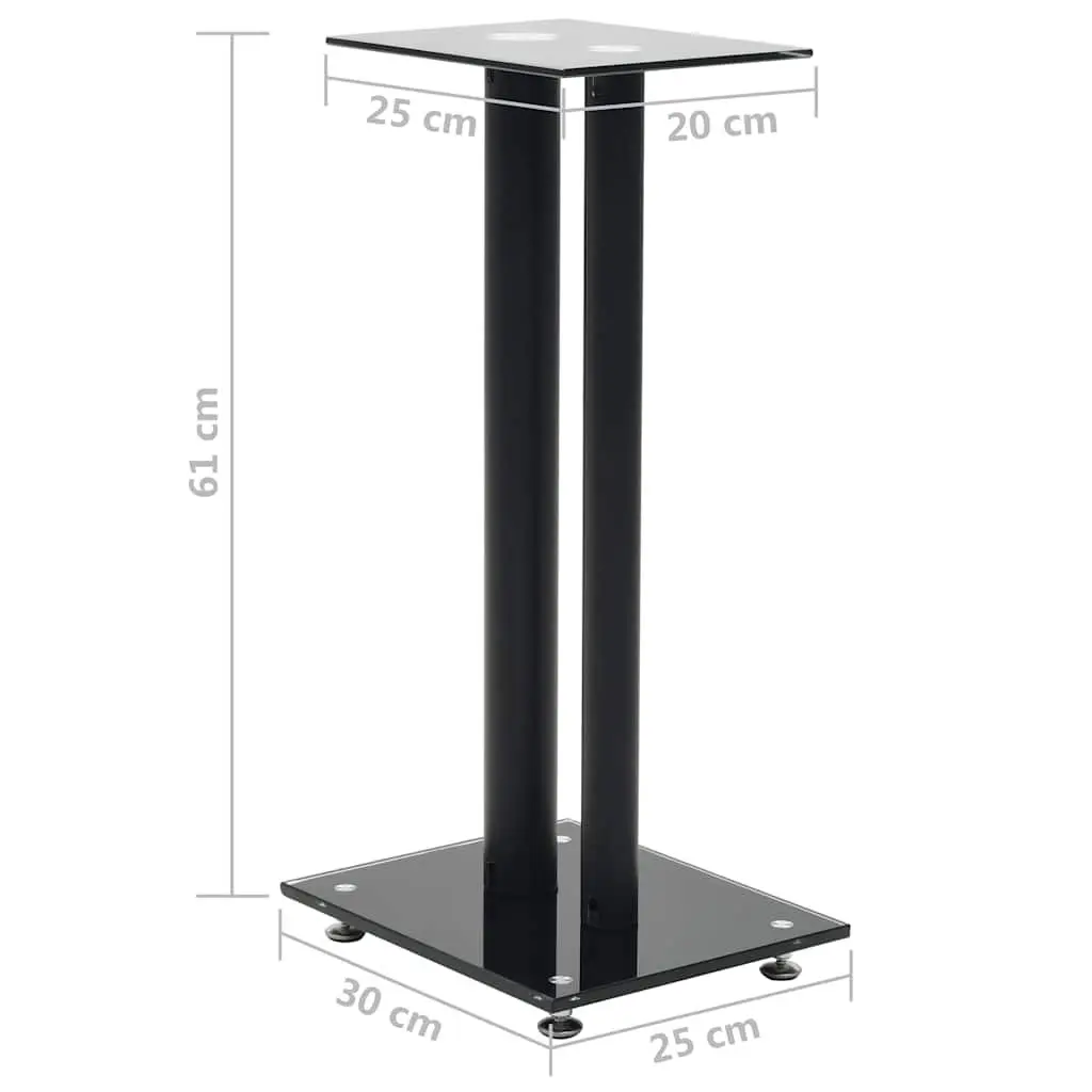 Speaker Stands Tempered Glass Pillars Black