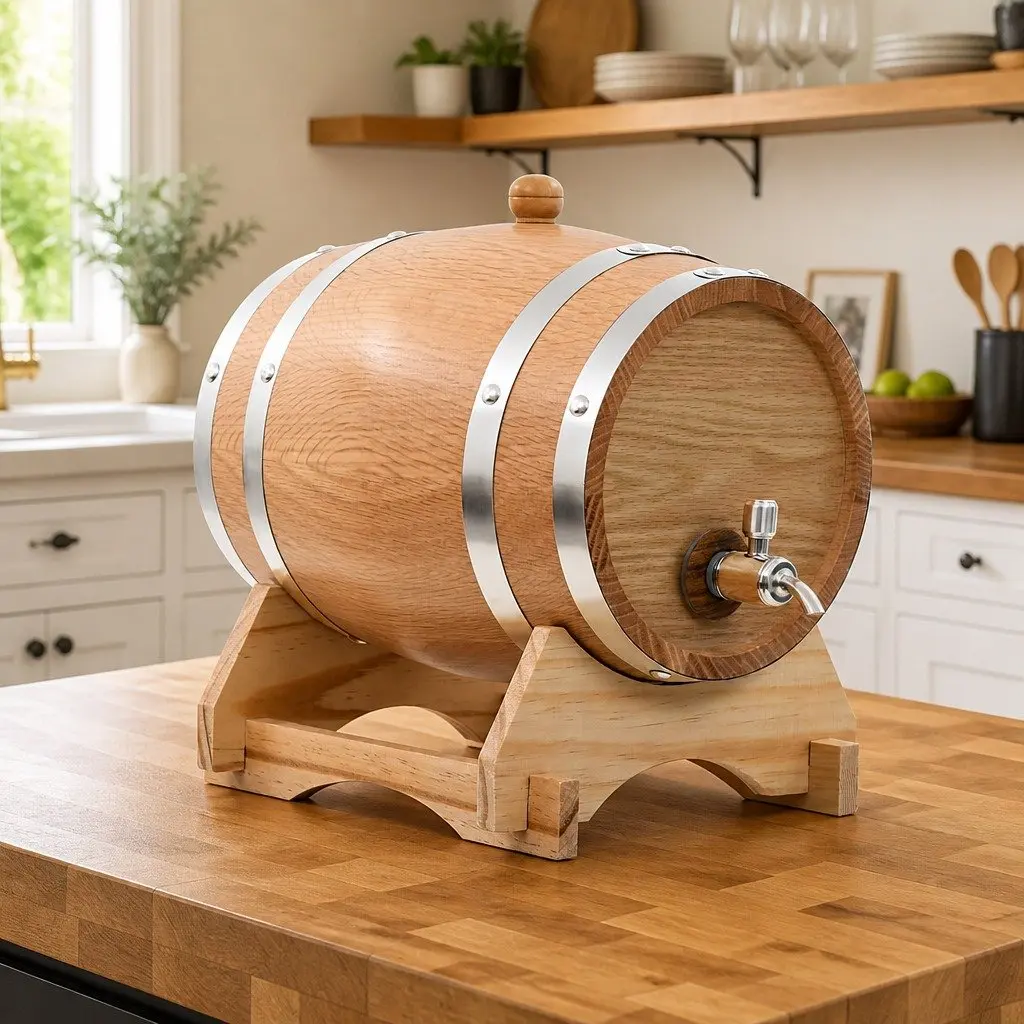 Wine Barrel Solid Oak Wood 6L Rustic Decor Home Bar Dispenser