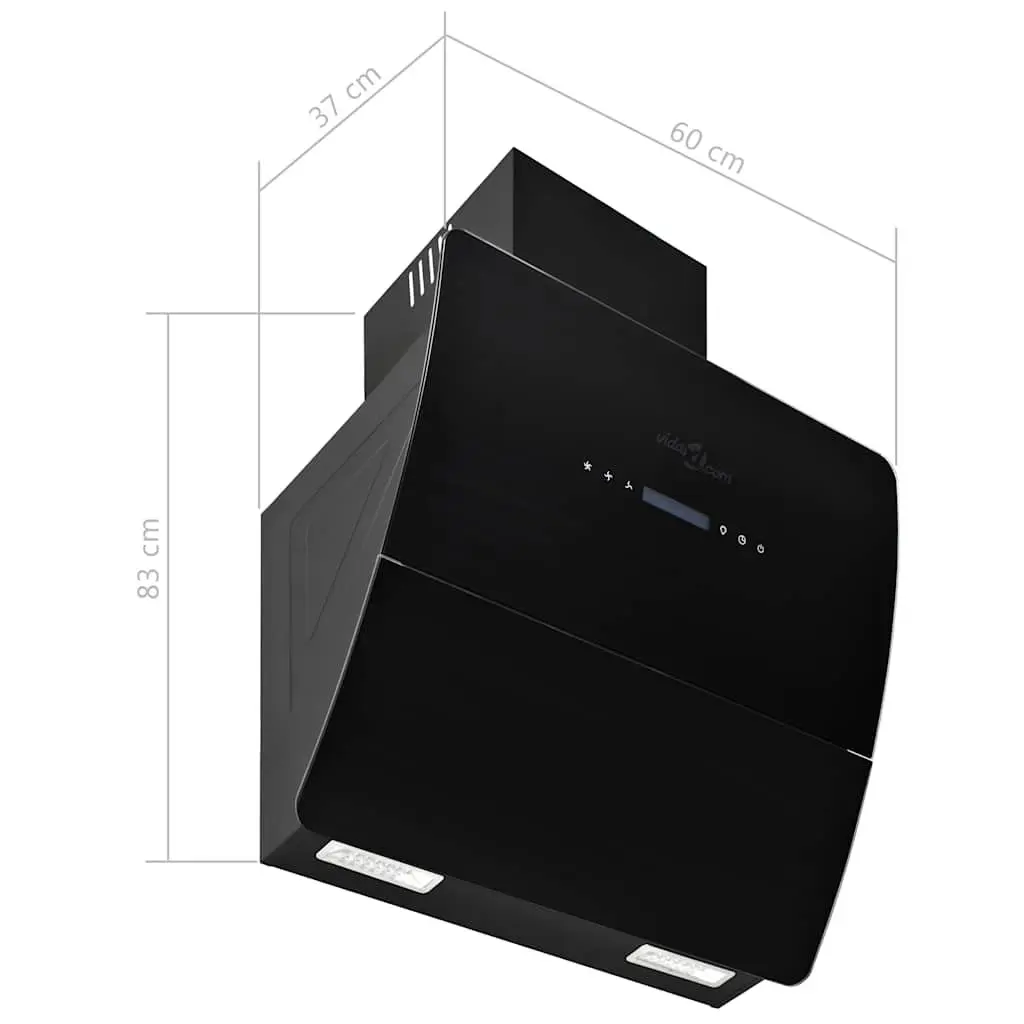 Wall Mounted Range Hood Stainless Steel 60cm Black