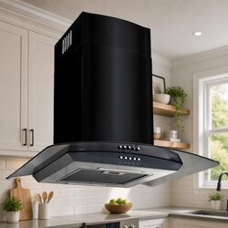 Wall Mounted Range Hood 60cm Black Stainless Steel Kitchen Extractor 756 m³/h