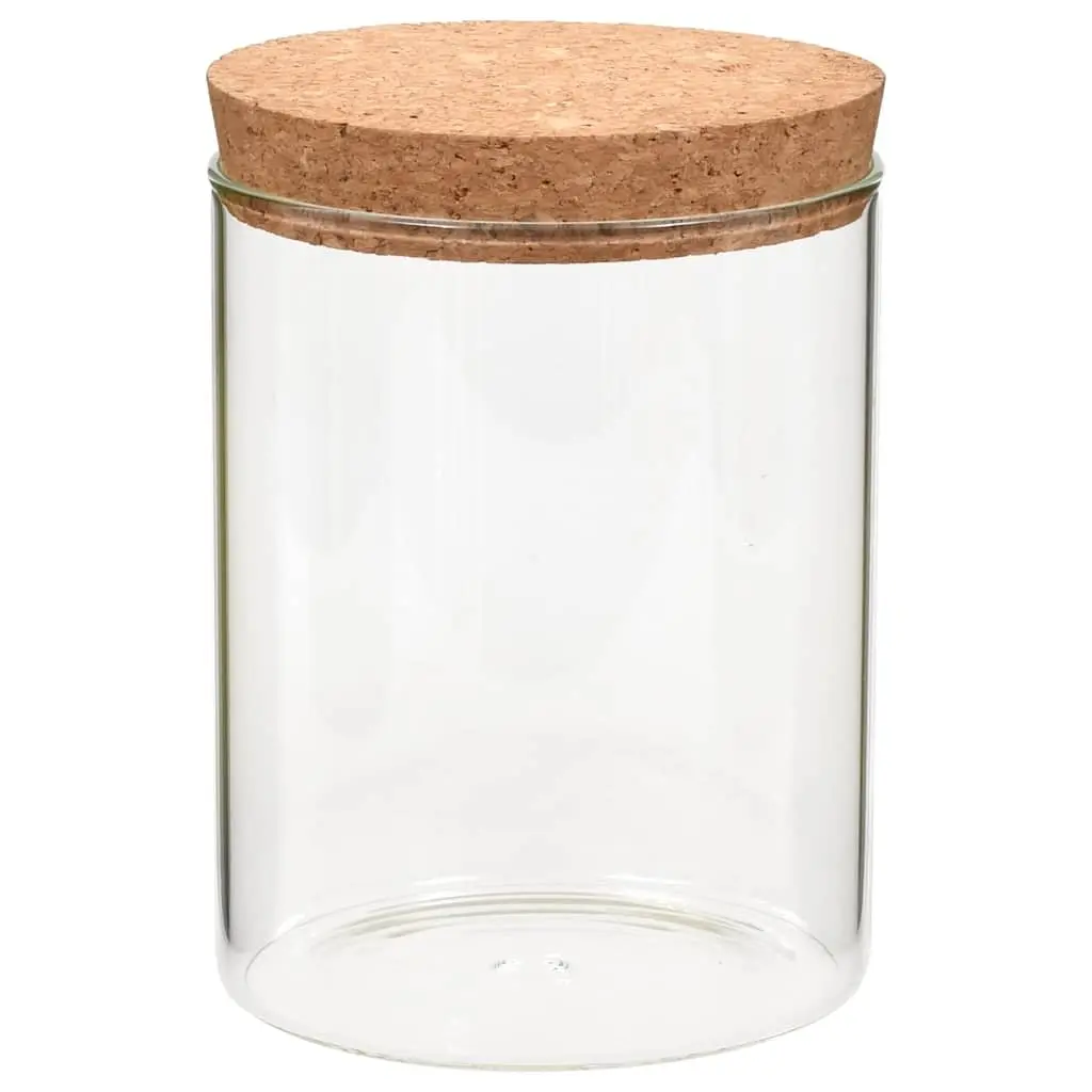 650ml Glass Jars Set of 6 with Cork Lids Transparent Food Storage Containers for Kitchen Pantry Organization