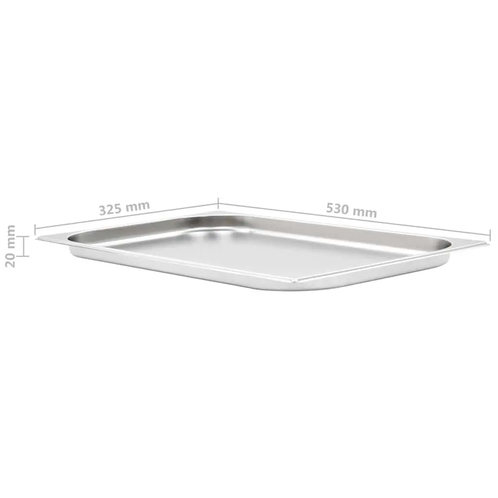 Gastronorm Containers 20 mm GN 1/1 Silver Stackable Steam Table Pans