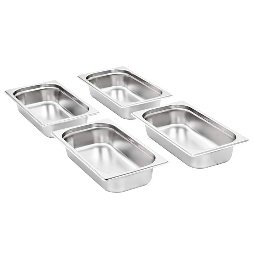 Stackable Gastronorm Containers 8 Piece GN 1/3 65 mm Stainless Steel Silver Steam Table Pans