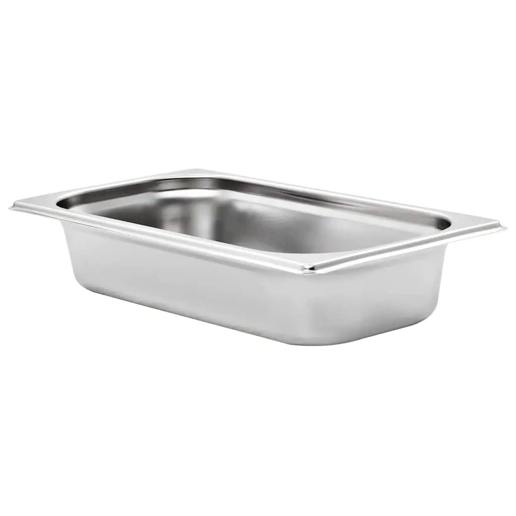 Stackable Gastronorm Containers 8 Piece GN 1/3 65 mm Stainless Steel Silver Steam Table Pans