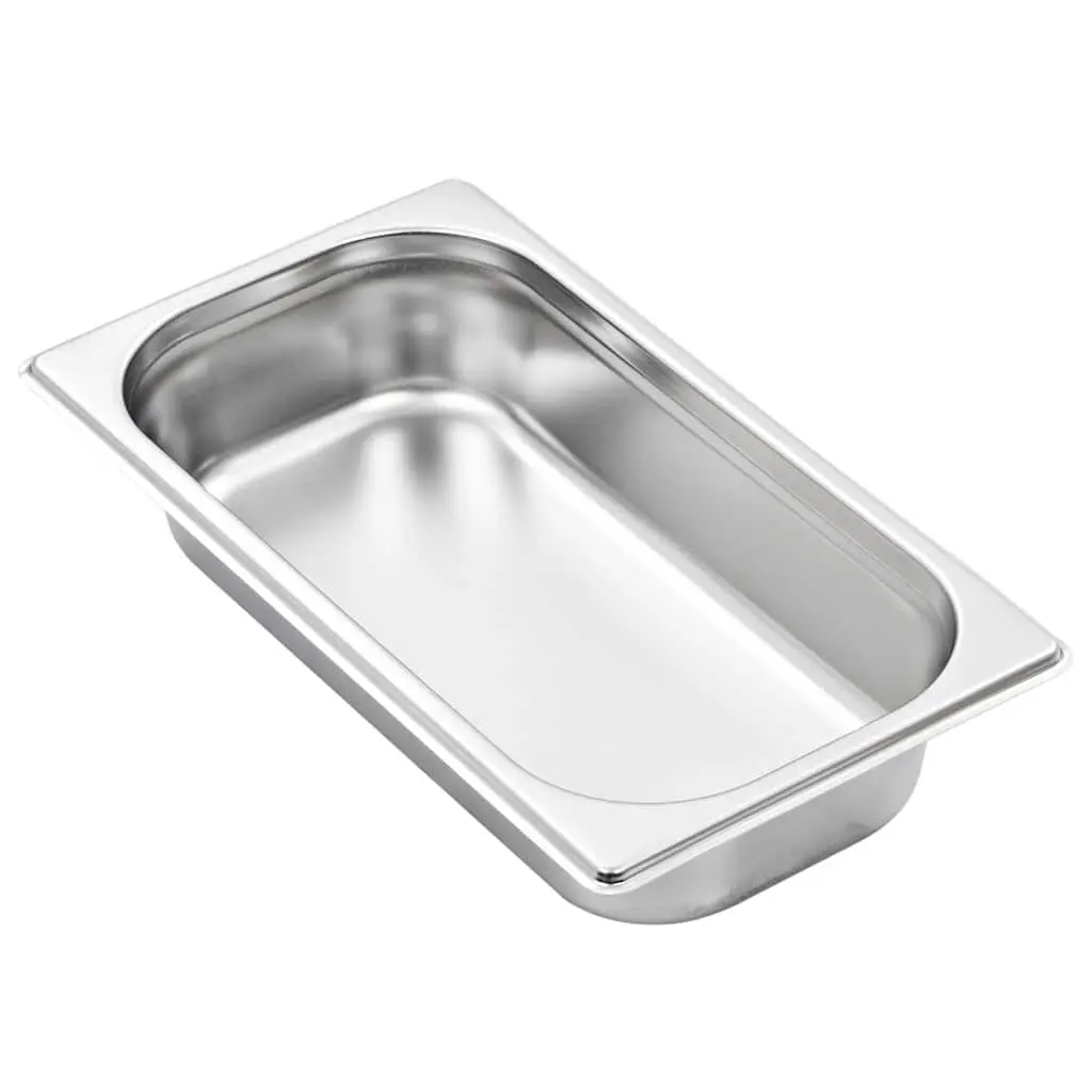 Stackable Gastronorm Containers 8 Piece GN 1/3 65 mm Stainless Steel Silver Steam Table Pans