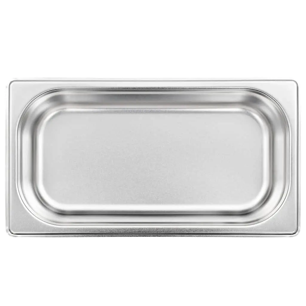 Stackable Gastronorm Containers 8 Piece GN 1/3 65 mm Stainless Steel Silver Steam Table Pans