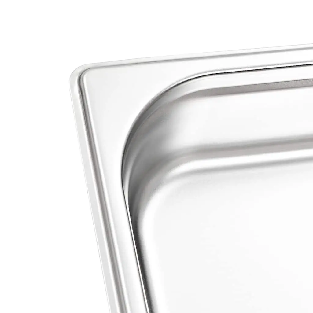 Stackable Gastronorm Containers 8 Piece GN 1/3 65 mm Stainless Steel Silver Steam Table Pans