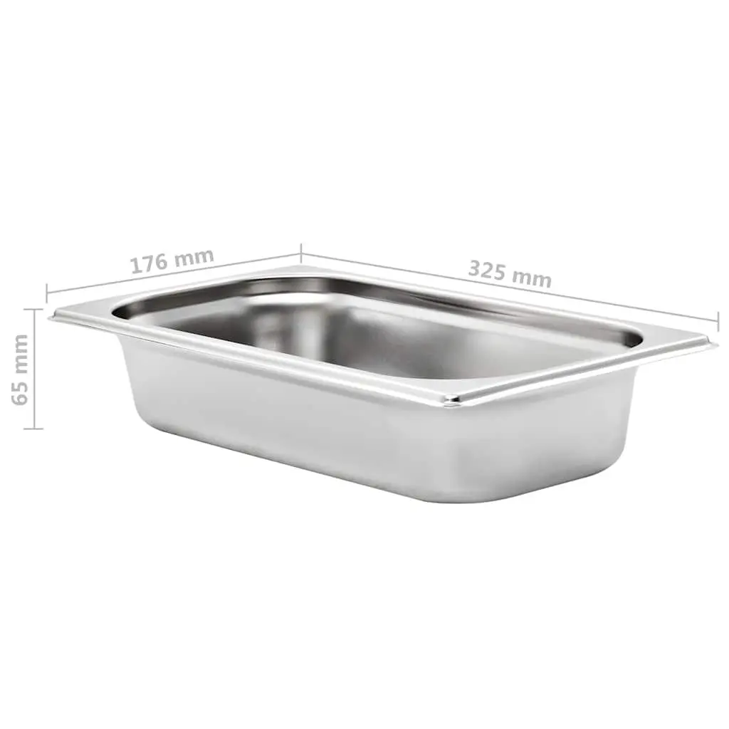 Stackable Gastronorm Containers 8 Piece GN 1/3 65 mm Stainless Steel Silver Steam Table Pans
