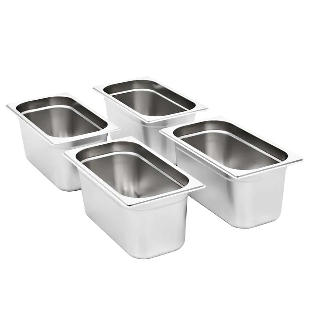 Gastronorm Containers Steam Table Pans GN 1/3 150 mm Silver 4 Piece